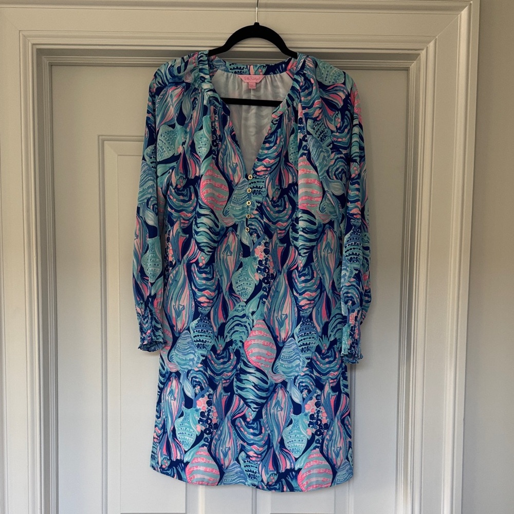 Lilly Pulitzer Vibrant Blue and Pink Long Sleeve Dress